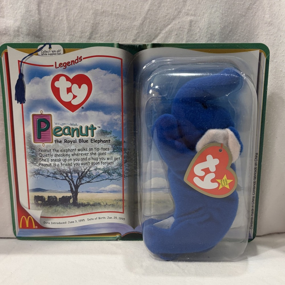 TY Beanie Baby Peanut Royal Blue Elephant McDonald's Legends Sealed
